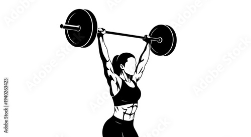A woman lifting a heavy barbell with both hands above her head.