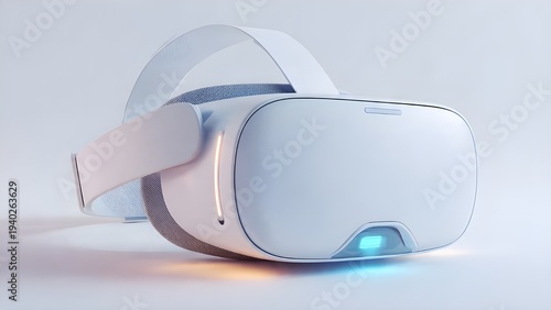 3D icon of a generic virtual reality headset with subtle glowing digital interaction elements around it