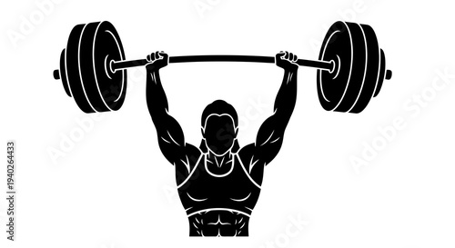 A man lifting a heavy barbell overhead with both hands.