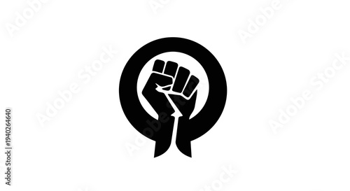 Raised fist logo symbolizing solidarity and protest.