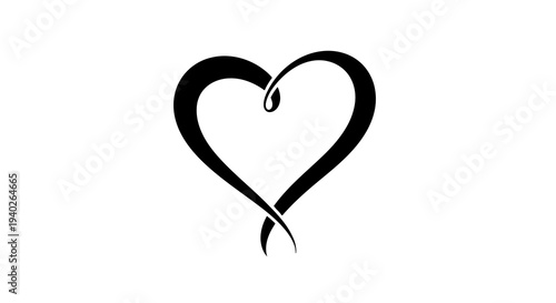 A simple black heart symbol on a white background, representing love and affection.