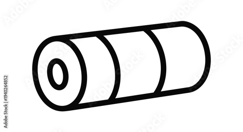 Simple black and white illustration of a cylindrical battery silhouette