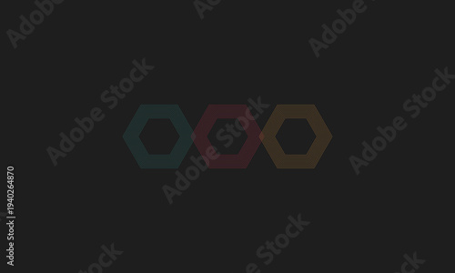 Abstract Minimalist Dark Background with Three Interlocking Multi-Line Hexagon Shapes.