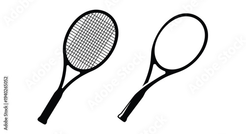 Two tennis rackets displayed against a plain white background silhouette