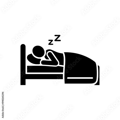 Tranquil Slumber: A silhouette depicting peaceful rest, a person embraced in sleep upon a comfortable bed, the z symbol hinting at a deep, refreshing night's rest.