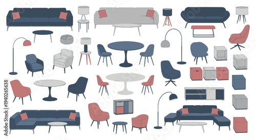 a comprehensive modern home furniture collection featuring diverse sofas chairs and tables ideal for contemporary interior design concepts.