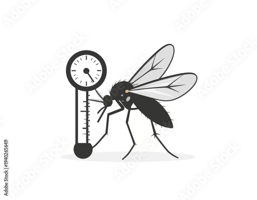 Mosquito and Thermometer illustration representing insect control and temperature sensitivity, with a focus on disease prevention