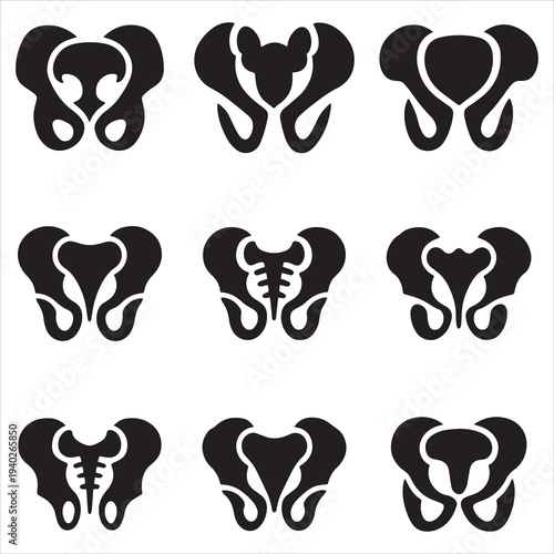 Human Pelvic Bone Icon Set for Medical Anatomy Design