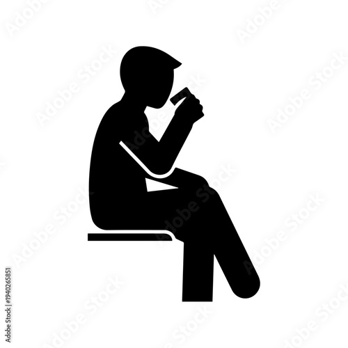 Silhouette enjoying beverage: A minimalist silhouette depicts an individual in a moment of relaxation, sipping from a glass, set against a plain background.