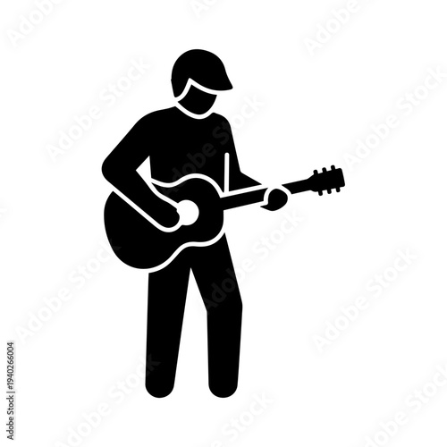 Melody in Silhouette: An iconic illustration portrays a guitarist engrossed in his craft, evoking the soul of music and the rhythm of life. 