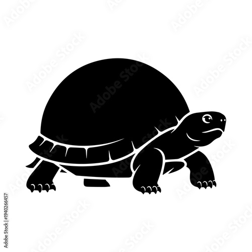 Tortoise Silhouette: A captivating silhouette of a tortoise, rendered in stark black, showcases the creature's ancient form and resilient nature.