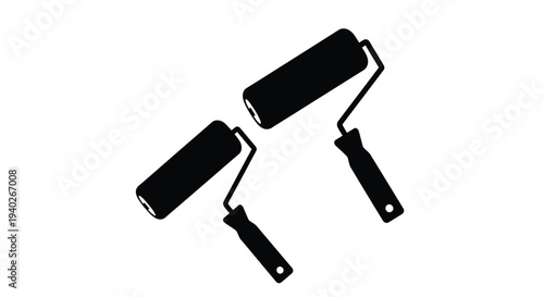 Three paint rollers displayed against a white background silhouette