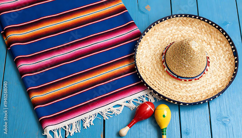 Wallpaper Mural Mexican Sombreros Serape Blanket and Maracas
 Torontodigital.ca