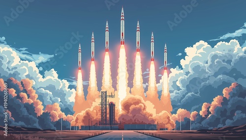 Strategic Missile Rocket Launch Defense Technology Concept