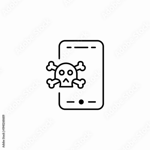 mobile skull threat icon sign vector