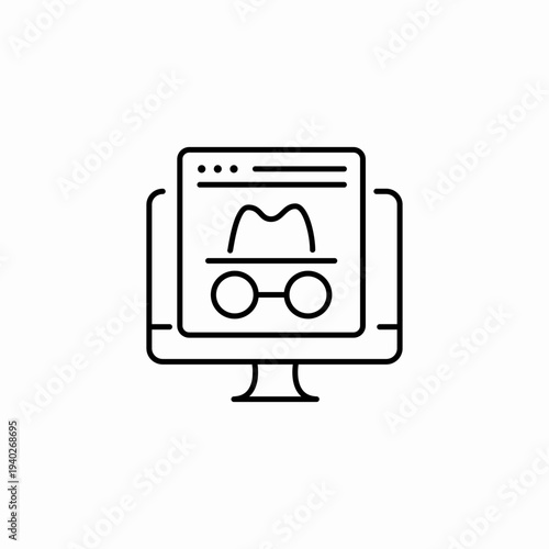 monitor incognito browsing icon sign vector