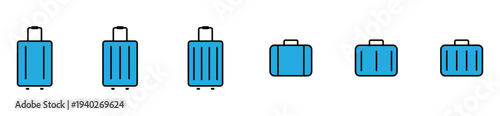 Suitcase and Travel Bag Line Icons for Vacation and Journey