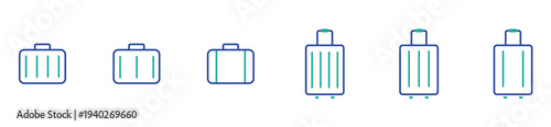 Minimal Travel Luggage and Suitcase Icon Set for Tourism Industry
