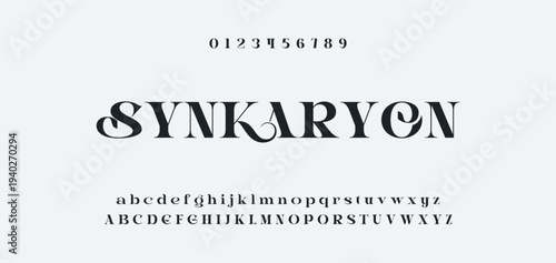 Abstract Fashion font alphabet. Minimal modern urban fonts for logo, brand etc. Typography typeface uppercase lowercase and number. vector illustration