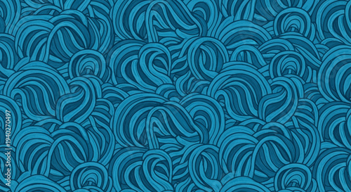 abstract blue seamless pattern featuring wavy organic lines creating a fluid calming texture for backgrounds or decorative designs