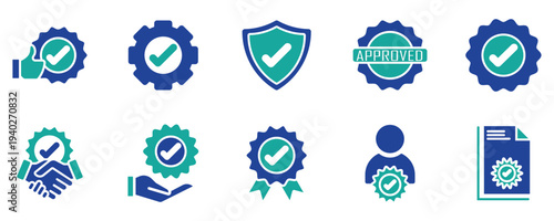 Certified Product, Protection and Trust Badge Vector Icons