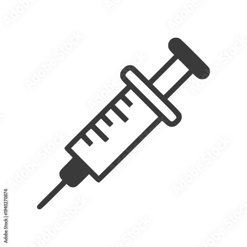 Minimal syringe icon in simple flat SVG style. Clean medical injection symbol suitable for healthcare graphics, vaccination campaigns, and hospital applications.