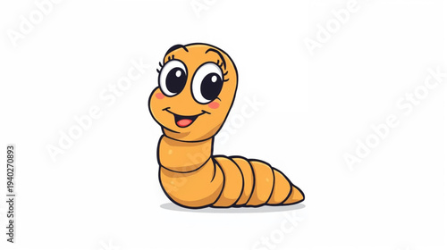 The cute caterpillar is smiling and has big eyes
