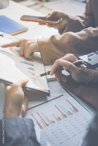 Accounting company provide finance and taxation planning for profitable cash flow, Auditor accountant working in office, analyze financial data and accounting record with calculator