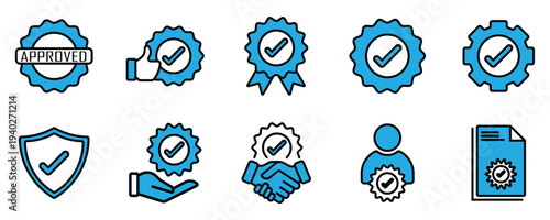 Warranty Protection and Certification Badge Outline Icons