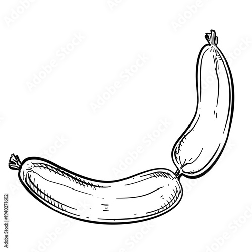 sausage meat food ingredient vector line art hand drawn illustration