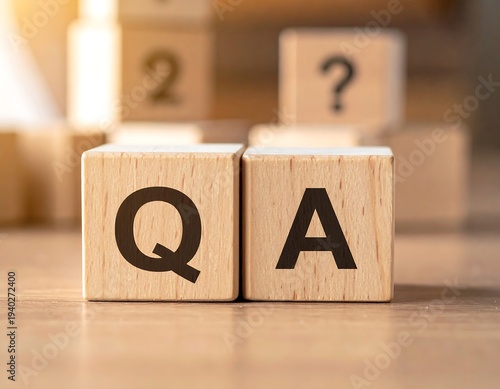 Wooden Blocks Spelling QA - Question and Answer Concept.