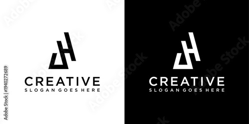 AH or HA initial letter logo design vector concept