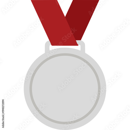 A set of silver medals with red ribbons given to winners.