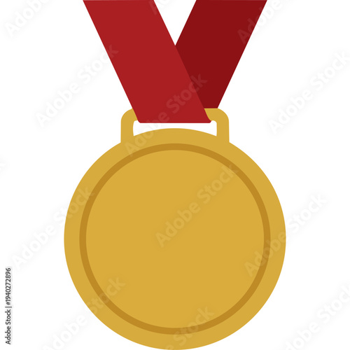 A set of gold medals with red ribbons given to winners.