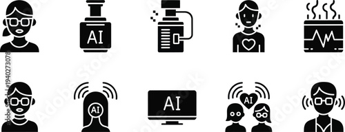 Collection of black and white rocket ship and explosion icons