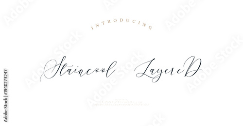Staincool Layered, Abstract Script Fashion font alphabet. Minimal modern urban fonts for logo, brand etc. Typography typeface uppercase lowercase and number. vector illustration
