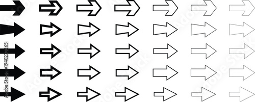 Arrow vector icon, Collection arrows sign. Arrow. Cursor.  modern Simple arrow set. Mega set of vector arrows, Collection different Arrows on flat style for web design. 