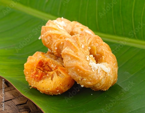 Delicious Adhirasam on Banana Leaf - A Sweet South Indian Treat.
