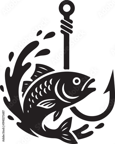 A fish jumping out of water caught on a fishing hook