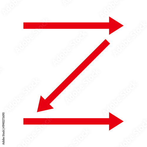 方向を示す矢印のイラスト　赤