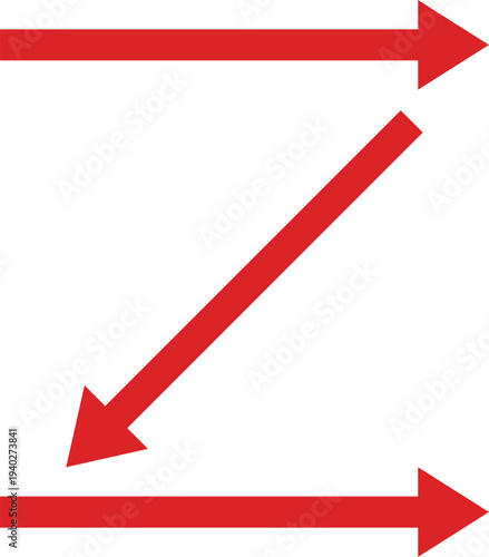 方向を示す矢印のイラスト　赤