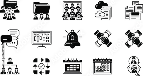 Collection of black and white comic book explosion and rocket icons