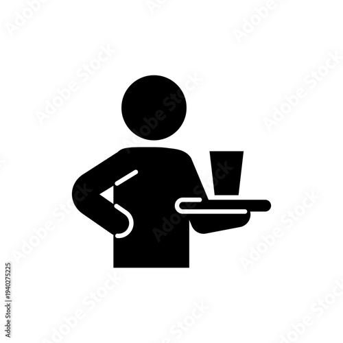 飲食店のホールで注文の品を運んでいる人のアイコン