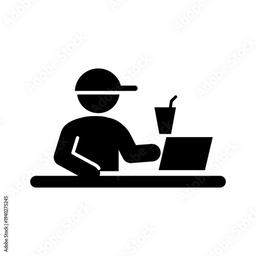 ファーストフード店でレジをしている人のアイコン