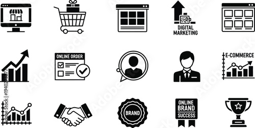 Collection of black and white rocket ship icons and explosive effects