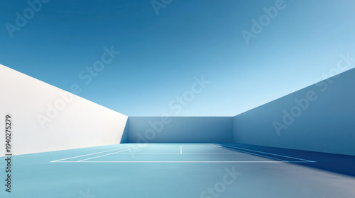 Abstract tennis background for sport game illustration with copy space in minimalist style. Tennis court top view. Ideal for sports events, competitions, poster, background
