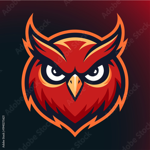 A bold, stylized owl stares intently forward, exuding wisdom and strength, perfect for logos, branding, or creative projects.