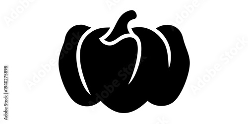 bell pepper black silhouette icon, capsicum vegetable silhouette, transparent background