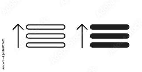 Sort amount up icon style design pack on white background. Thin line and clipart style