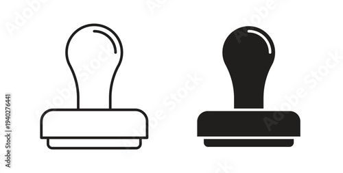 Stamp icon style design pack on white background. Thin line and clipart style